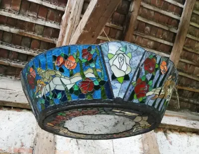 Piękna zabytkowa lampa witraż Ogromna lustro unikat — praca Mariusz M., Wrocław