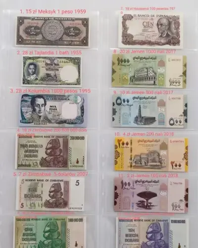 Banknoty ze świata UNC — praca Irena K., Katowice