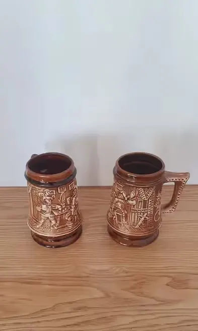 Ceramiczny kufel do piwa wygląd drewna Boleslawiec — praca Marianna W., Wrocław