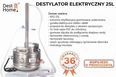 Destylator do bimbru elektryczny 25-50L na zbiorniku KEG, zestaw — praca Adrian W., Katowice