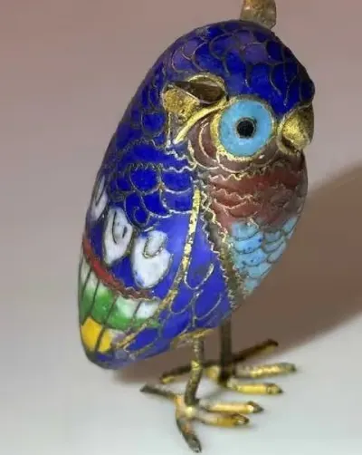 Kolekcjonerska metalowa figurka vintage emalia Cloisonne wys 5.5 cm — praca Filip P., Wrocław