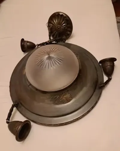 Lampa sufitowa żyrandol ampla 4 punkty 20/30r secesja art deco moderna — praca Justyna G., Katowice