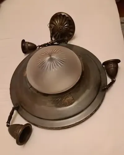 Lampa sufitowa żyrandol ampla 4 punkty 20/30r secesja art deco moderna — praca Justyna G., Katowice