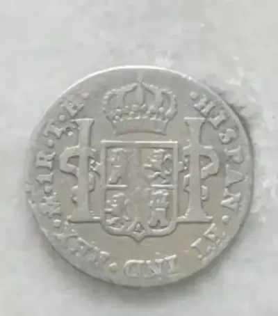 Moneta srebrna 1 real 1808 Hiszpania — praca Hanna W., Wrocław