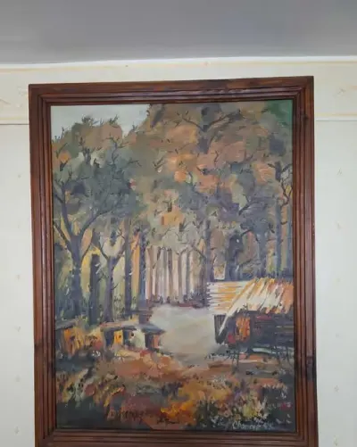 obraz pasieka w lesie - syg. M.Chomont — praca Halina Anna Elżbieta, Wrocław