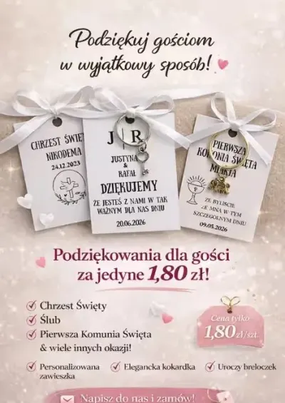 Podziękowania dla gości  na rozne okazje — praca Weronika, Katowice