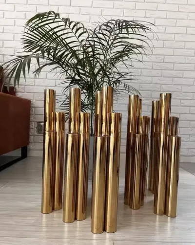 Komplet 11 ekskluzywnych wazonow Tubes w kolorze złotym 55 cm — praca Anna, Końskie