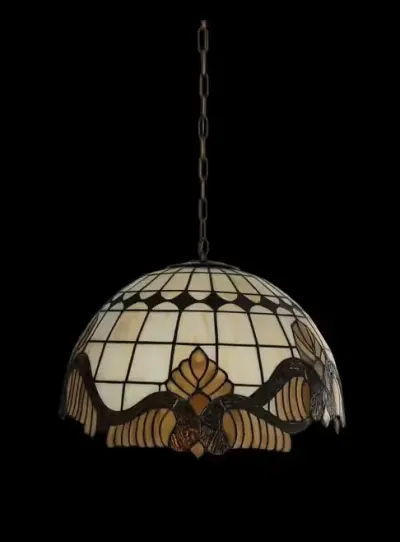 Lampa w stylu Tiffany wisząca 3 żarówki — praca Domino, Chrząstawa Wielka