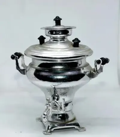 Samowar miniatura pamiątka ZSRR stal nierdzewna dekoracja vintage PRL — praca IG88, Wrocław