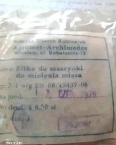 Sitko do maszynki do mielenia mięsa — praca Dorota, Wrocław
