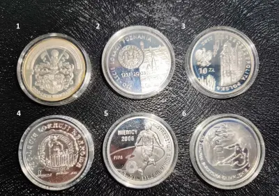Srebrne monety kolekcjonerskie - pakiet 5 — praca Robert, Wrocław
