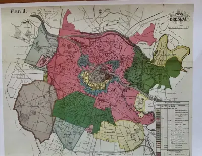 Stara Mapa Wrocław Breslau Gruger 1911 r — praca Andrzej, Wrocław
