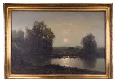 Wiktor Korecki - Pejzaż, olej na płótnie 60 x 90 cm — praca Jerzy, Katowice