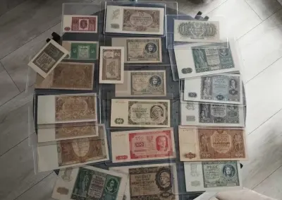 Zestaw starych banknotów polskich 1926-1948r — praca Kamil, Wrocław