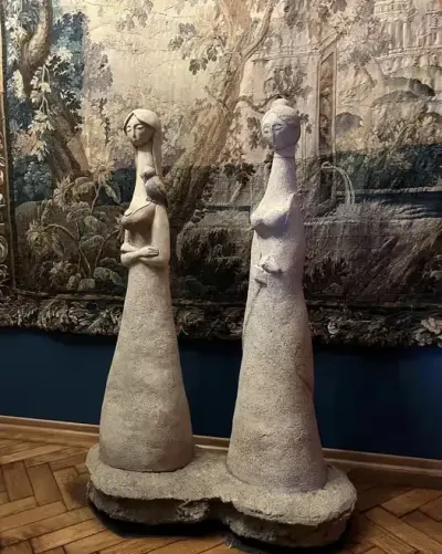 Duza polska Rzeźba ceramiczna  , ogrodowa lata 70 — praca marceranf, Kraków
