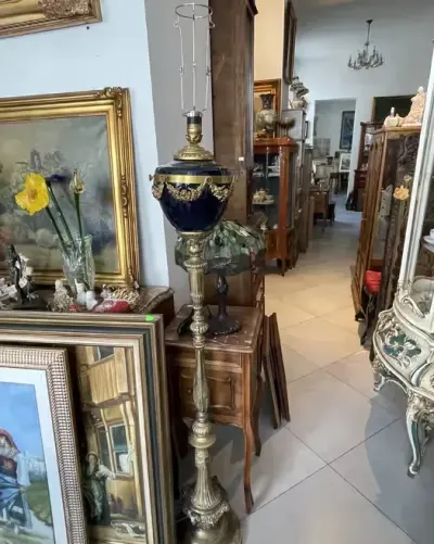 Lampa Wolnostojąca Podłogowa Styl Francuski Złote Zdobienia — praca Anna, Radom