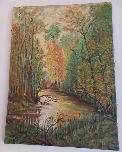 Piękny jesienny , stary obraz olejny. Widać rękę mistrza . — praca Zibi, Jarocin