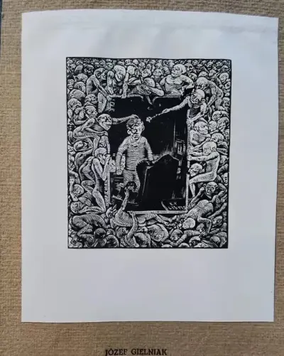 Unikat Ekslibris Exlibris Józef Gielniak — praca Alicja, Knurów
