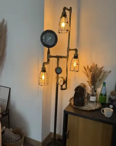 Industrialna lampa loftowa sprowadzona z Bali, wykonana ręcznie na zamówienie. — praca Karolina, Katowice