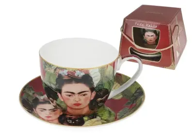 Filiżanka ze spodkiem - F. Kahlo, Autoportret z naszyjnikiem z... — praca Arkadiusz Doda, Białystok