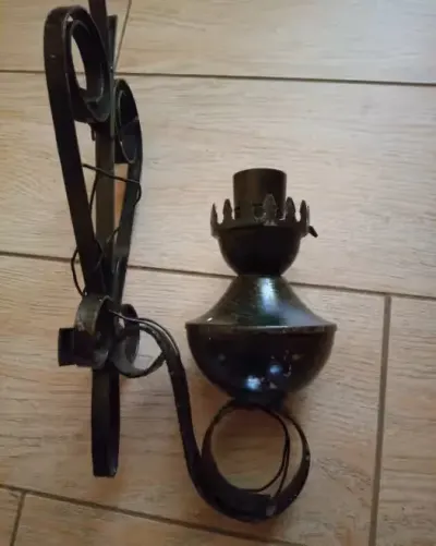 Lampa/kinkiet rękodzieło PRL — praca Julita, Białystok