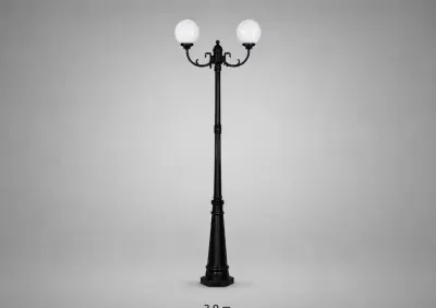 Lampa latarnia ogrodowa, uliczna wysokość 290cm, 2x kula 30cm  FV — praca Marek, Katowice