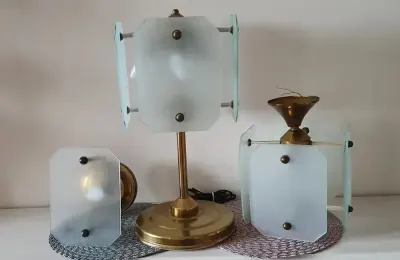 Lampa stojaca +żyrandol +kinkiet  z mosiądzu — praca Ada, Gorzów Wielkopolski