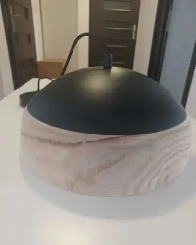 lampa wisząca, 35 cm, drewno/czarny metal, E27 — praca Anna, Warszawa