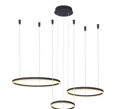 Lampa wisząca Halo 80+60+40 czarne ringi LED pilot 120W 3000K-6500K 1100lm AZ4972 Azzardo — praca Karol, Szczodre