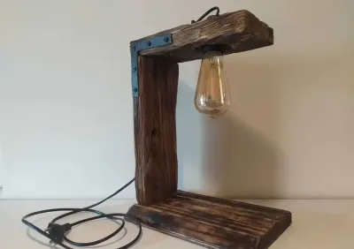 Lampka stołowa biurkowa styl loft rustykalny handmade — praca Szymon, Chojnów