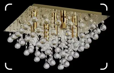 Lancaster crystal - plafon 5 płomienny złoty. 5xE14 40W. Wymiary 42x42cm. Wysokość 35cm. Zawiesia kryształ — praca przemmo1906, Wołomin