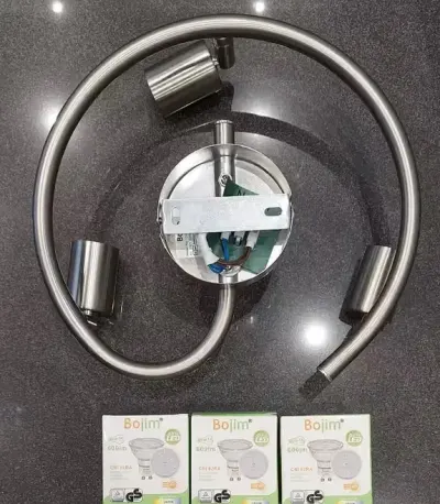 Nowa Lampa Sufitowa LED Bojim – Spirala 3xGU10 (Nikiel) — praca Dariusz, Kraków