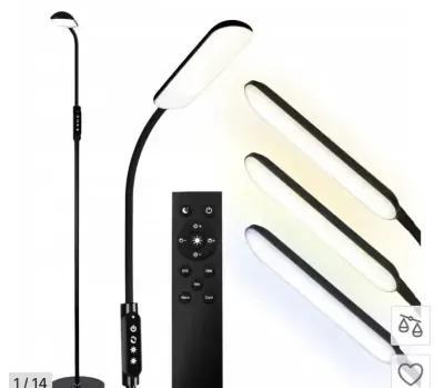 Nowoczesna Lampa  Led stojąca podłogowa Szeroki Klosz z pilotem — praca Irena, Poznań
