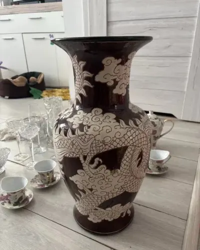 Duży wazon vintage antyk — praca Karol W., Polesie